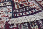 4x7 Antique 45-Year-Old Afghan War Rug -Handwoven Tribal Carpet, Collectible Rug, and Geometric Patterns, Wall Hanging Rug 6.5x3.11 ft