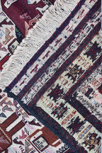 4x7 Antique 45-Year-Old Afghan War Rug -Handwoven Tribal Carpet, Collectible Rug, and Geometric Patterns, Wall Hanging Rug 6.5x3.11 ft