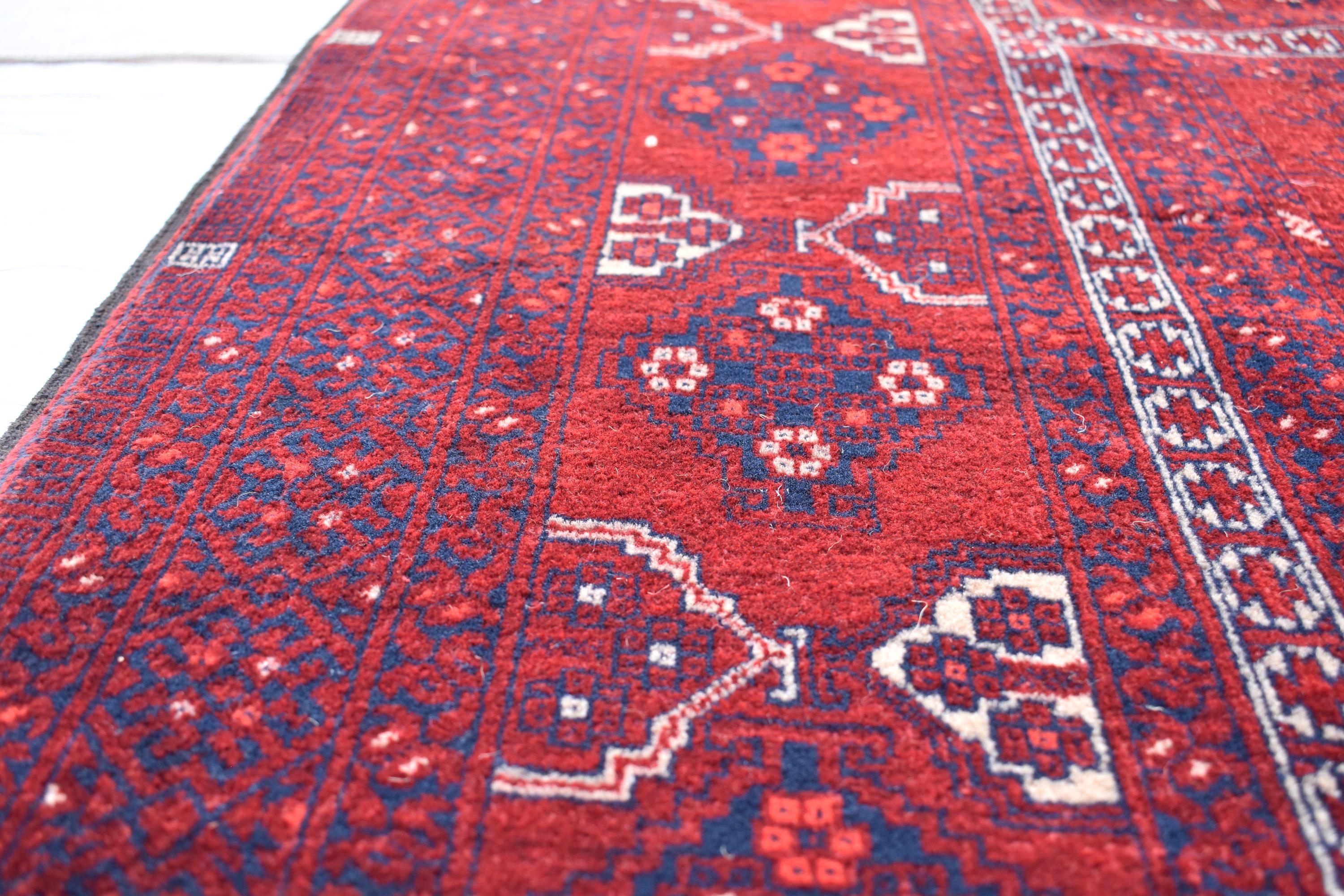 5x7 Antique 50+ Year-Old Afghan Parda Rug - Vintage Handwoven Wool Carpet with Geometric Patterns - Bohemian Decor, Bedroom Rug 7.2x5.4 ft