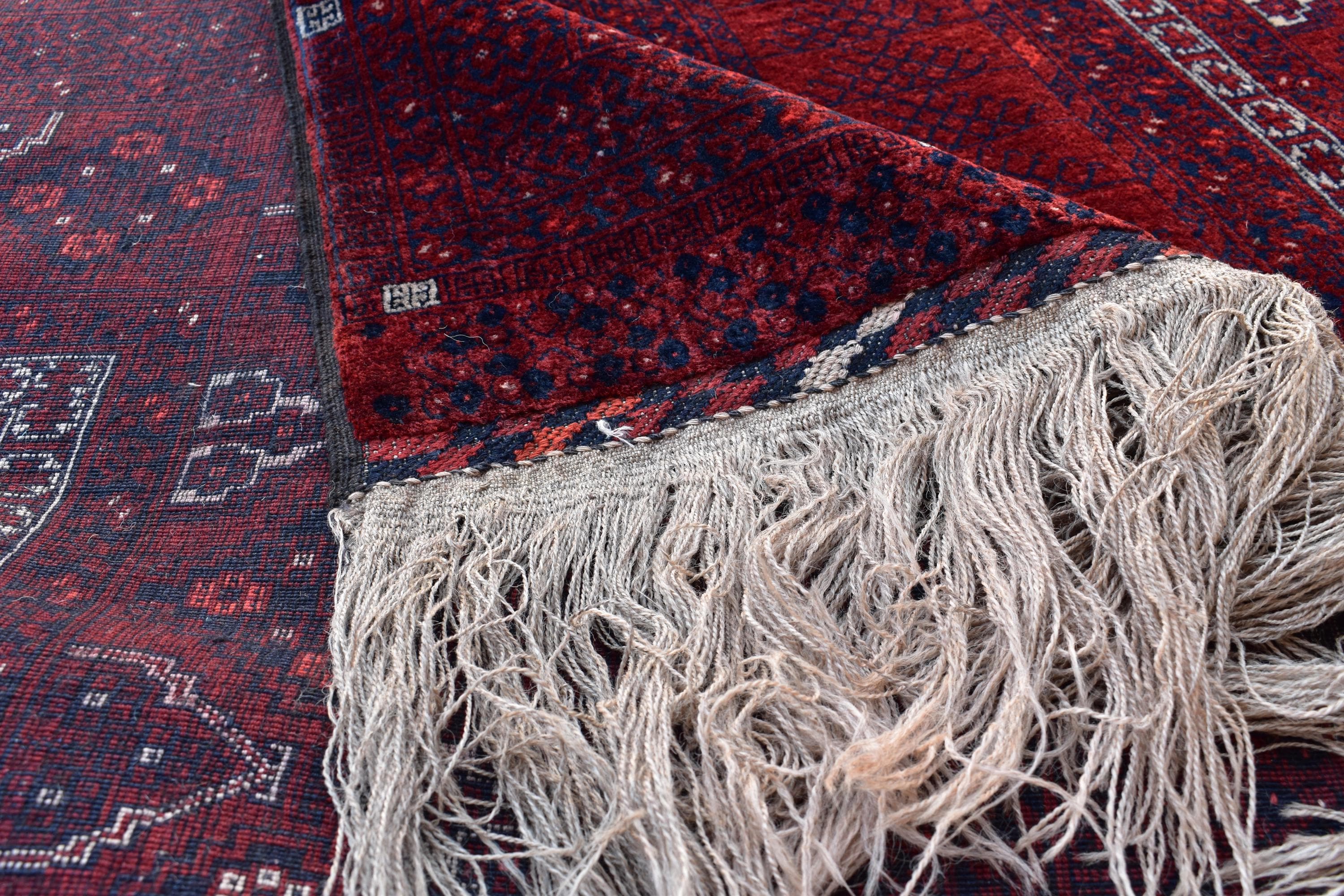 5x7 Antique 50+ Year-Old Afghan Parda Rug - Vintage Handwoven Wool Carpet with Geometric Patterns - Bohemian Decor, Bedroom Rug 7.2x5.4 ft