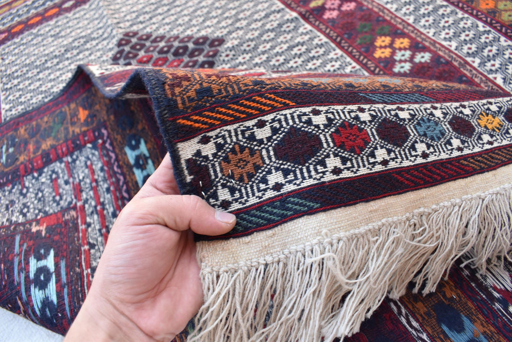 Vintage 50-Year-Old Silk Kilim Rug – 6.8 x 4.1 ft | Authentic Handwoven Antique Carpet, Living Room Rug, Office Rug, Bedroom Rug