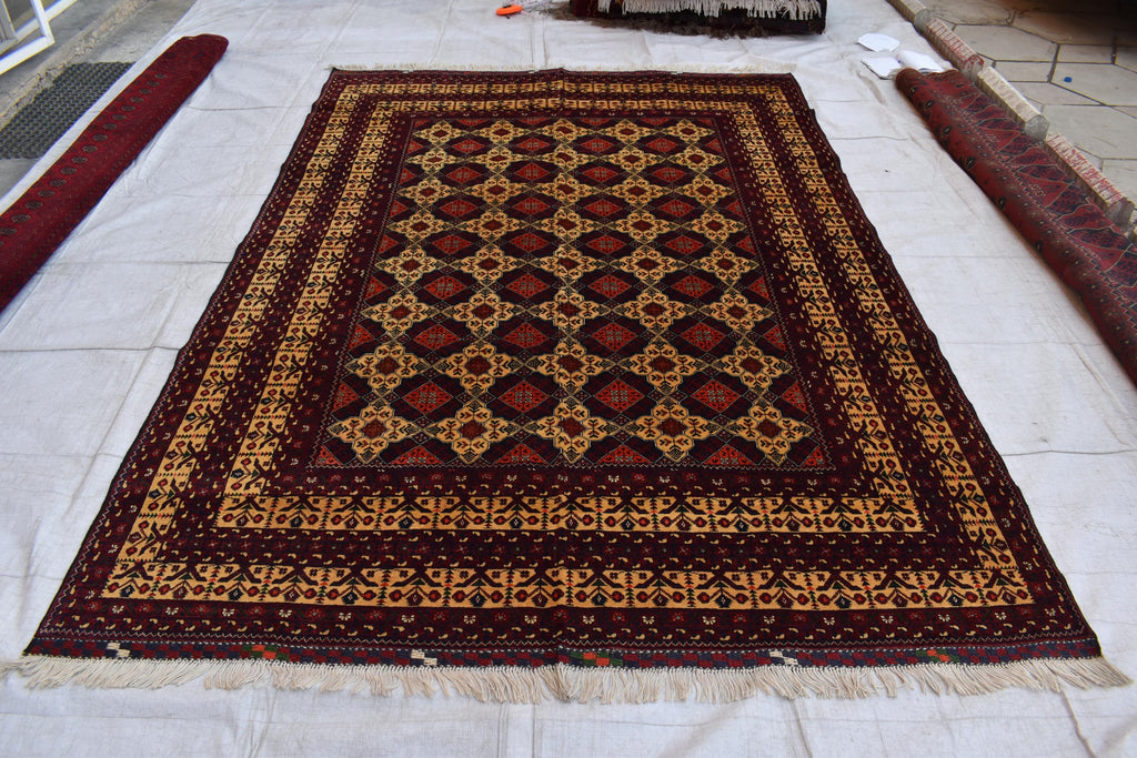 7x10 Exquisite Yousafi Carpet – Handwoven Afghan Masterpiece | Living Room Rug | Bedroom Rug | Boho Decor | Geometric, Multicolor Rug