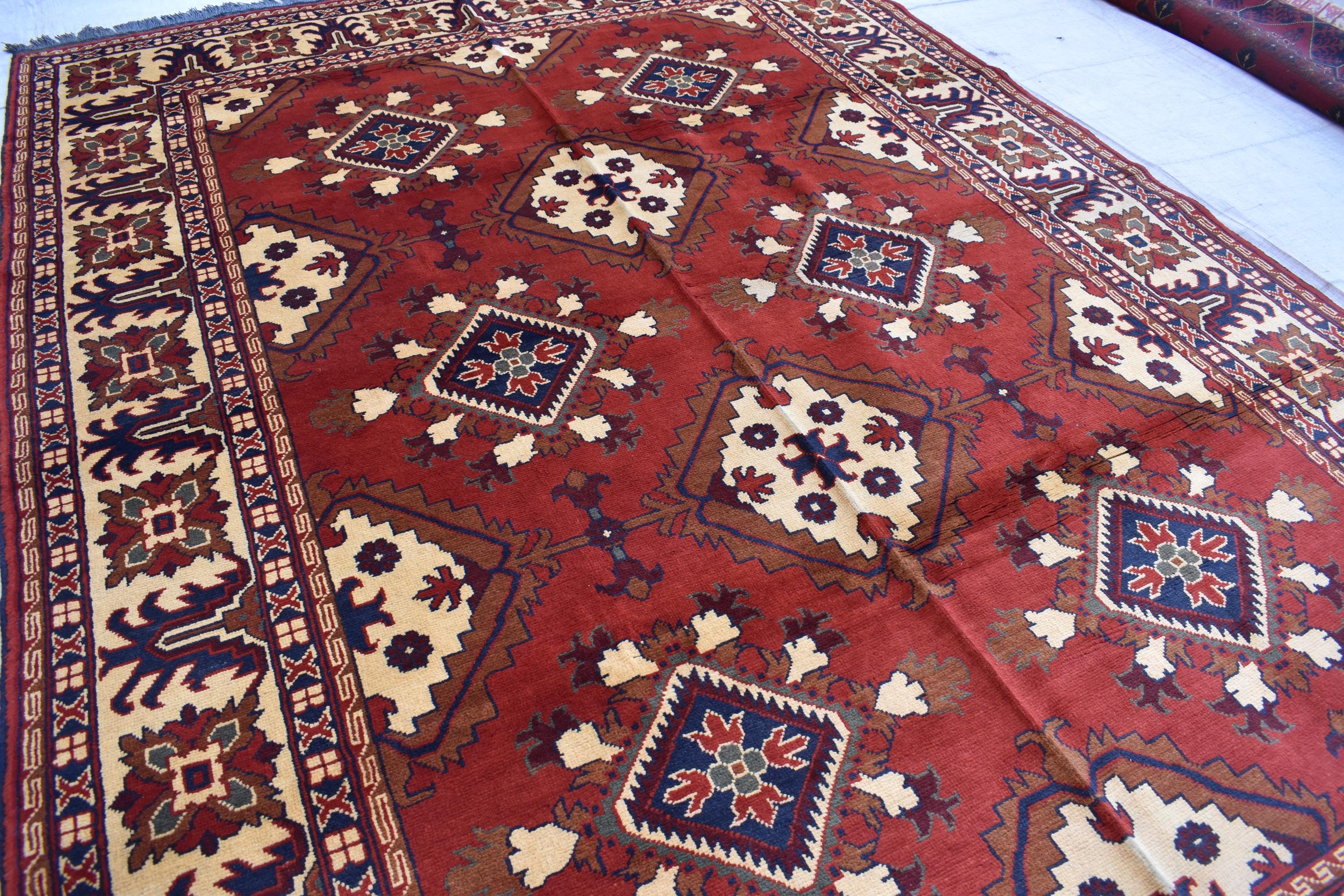 Handwoven 9.9x6.7 ft Afghan Kargai Carpet – Traditional Craftsmanship and Elegance | Living Room Rug | Bohemian Rug