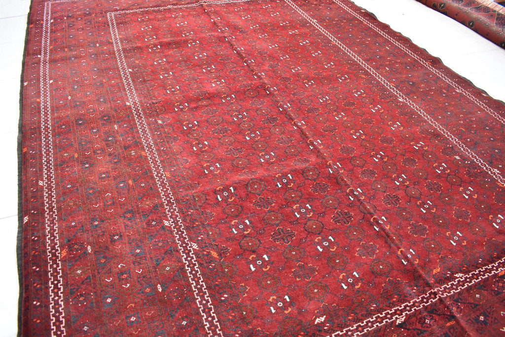 Antique 9.7x6.8 ft Afghan Carpet – Handwoven Traditional Masterpiece | Living Room Rug | Farm House Carpet | Vintage Rug