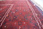 Antique 9.7x6.8 ft Afghan Carpet – Handwoven Traditional Masterpiece | Living Room Rug | Farm House Carpet | Vintage Rug