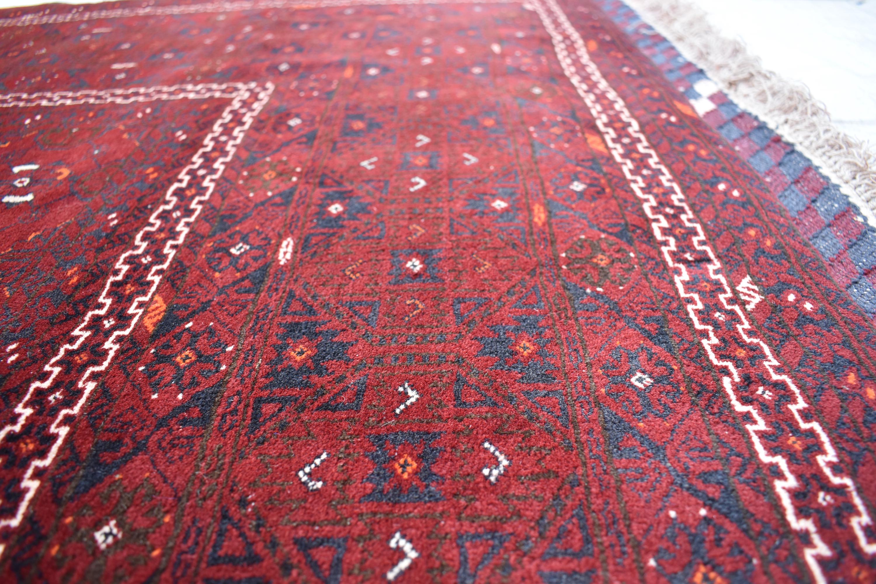 Antique 9.7x6.8 ft Afghan Carpet – Handwoven Traditional Masterpiece | Living Room Rug | Farm House Carpet | Vintage Rug
