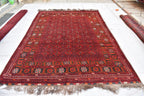 Antique Afghan handmade carpet 9.8 x 6.7 ft, Rustic Home Decor or Office Decor | Farm House Rug | 100 Years Old