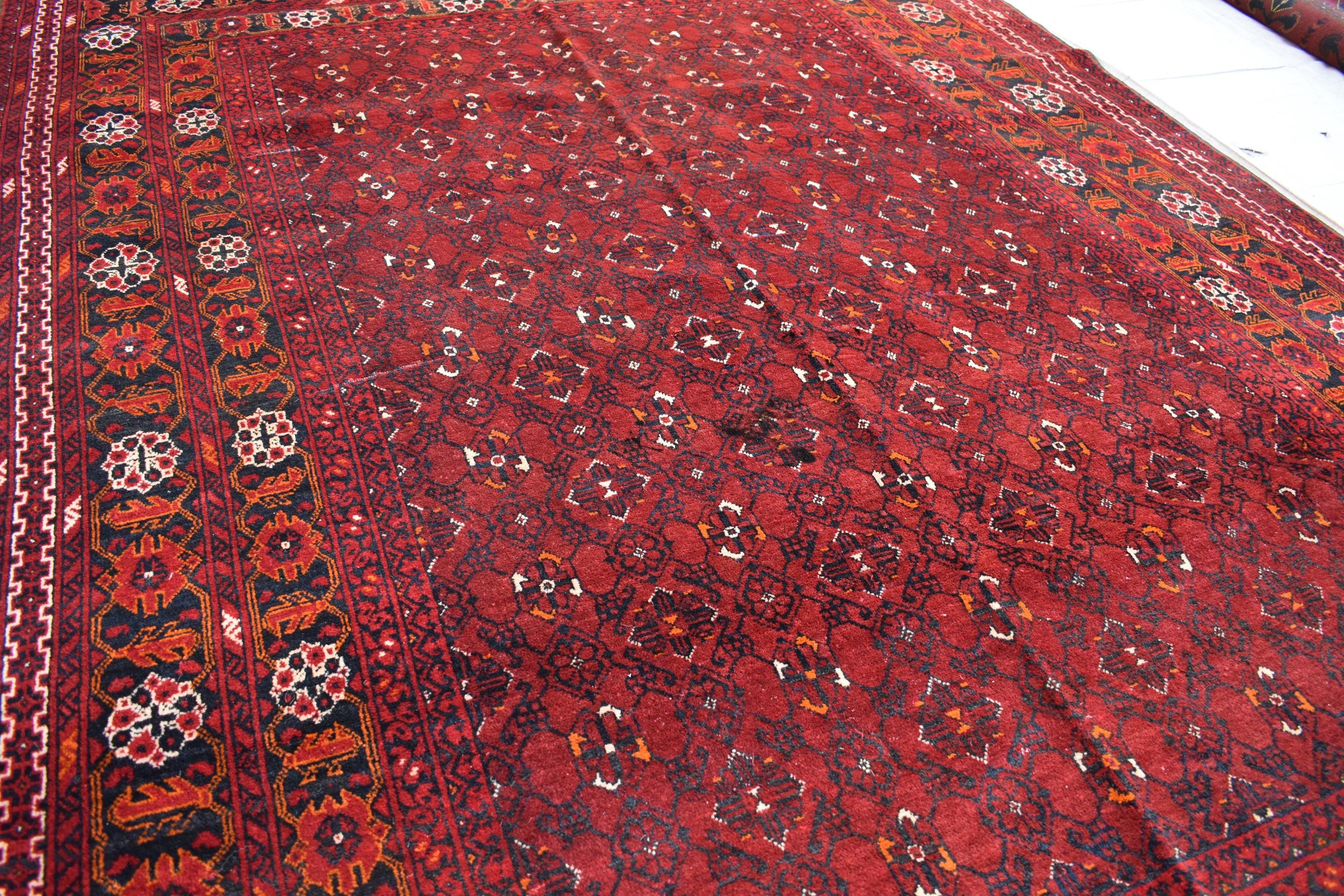 Antique Afghan handmade carpet 9.8 x 6.7 ft, Rustic Home Decor or Office Decor | Farm House Rug | 100 Years Old