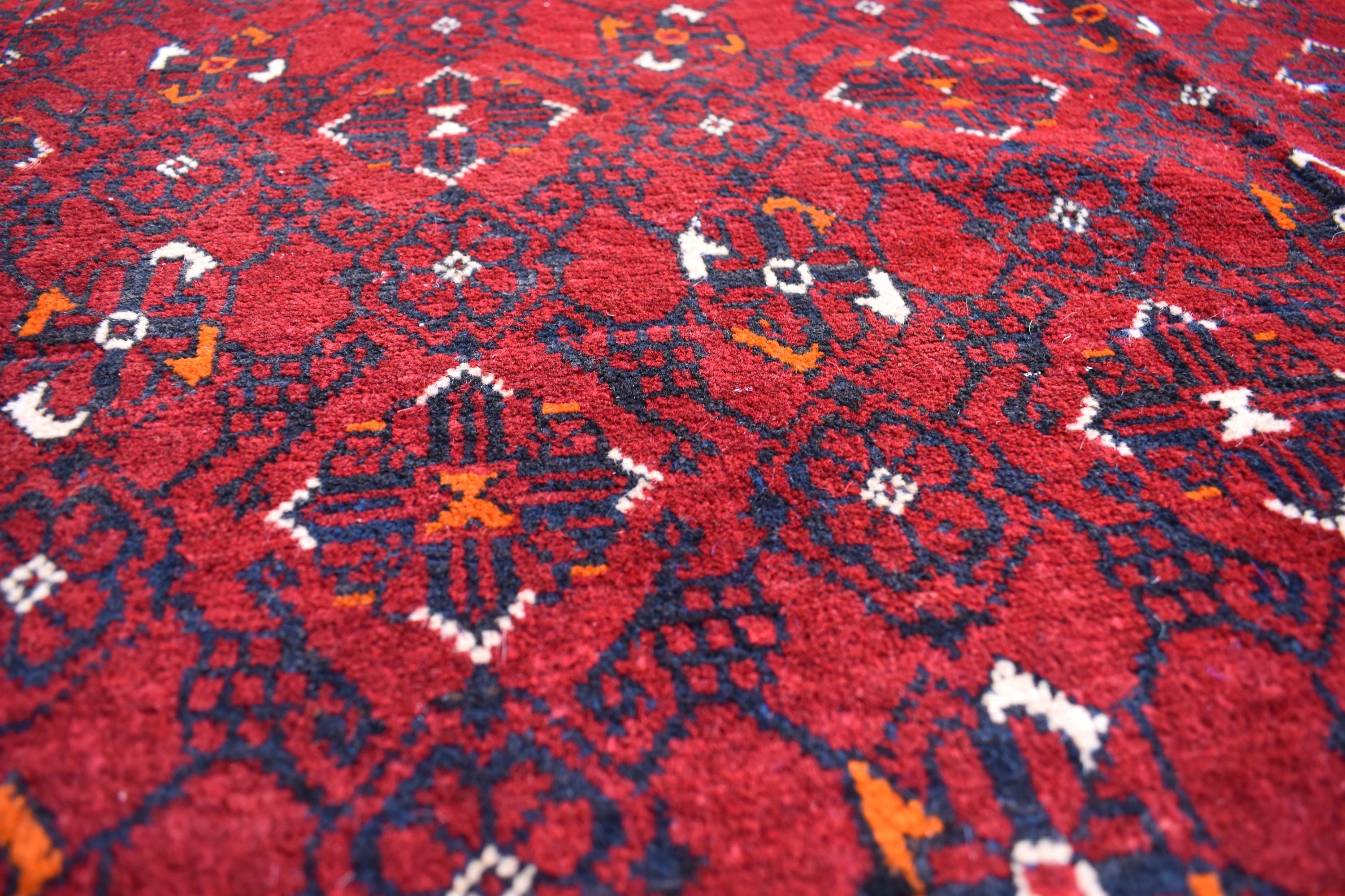 Antique Afghan handmade carpet 9.8 x 6.7 ft, Rustic Home Decor or Office Decor | Farm House Rug | 100 Years Old