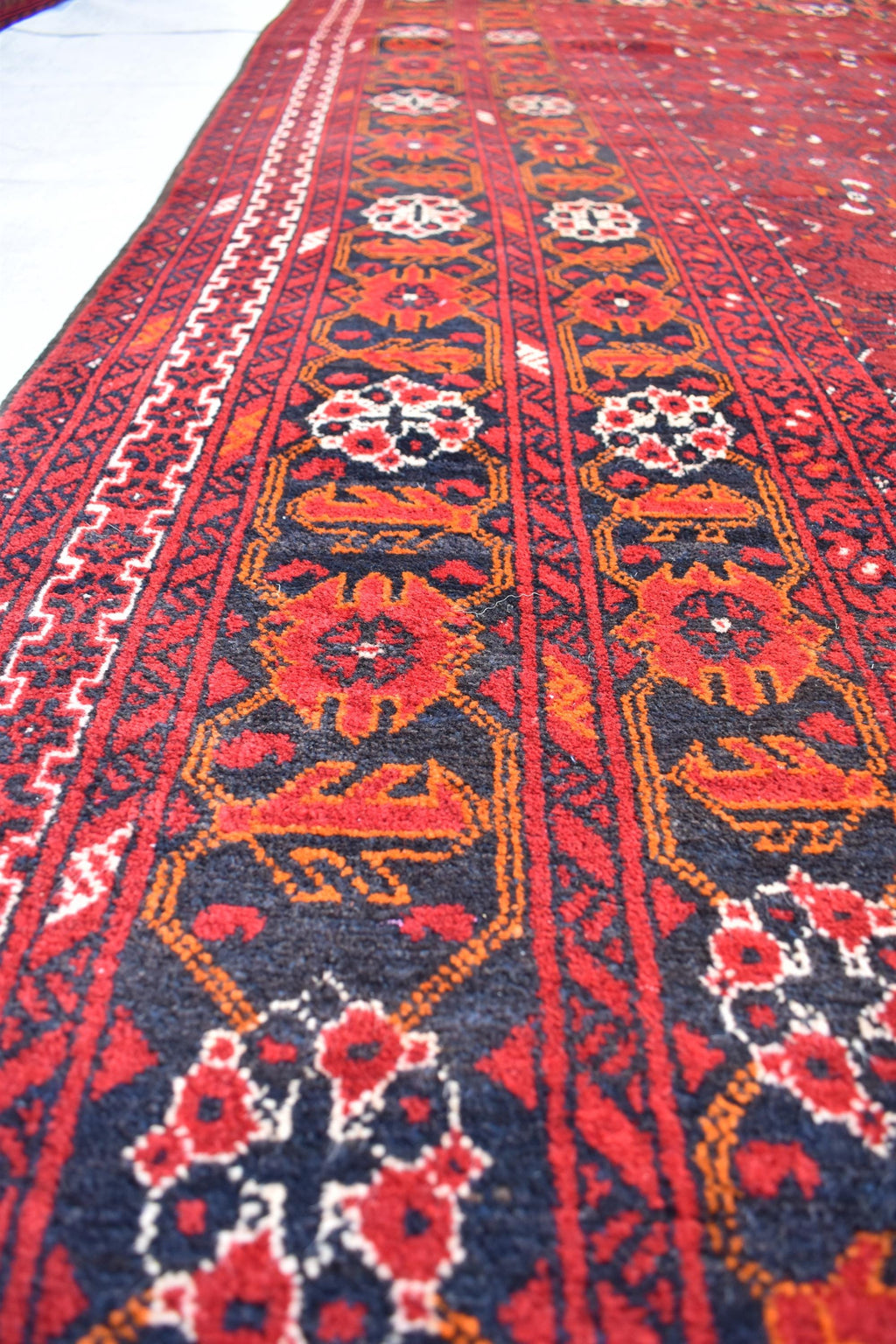 Antique Afghan handmade carpet 9.8 x 6.7 ft, Rustic Home Decor or Office Decor | Farm House Rug | 100 Years Old