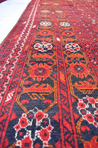 Antique Afghan handmade carpet 9.8 x 6.7 ft, Rustic Home Decor or Office Decor | Farm House Rug | 100 Years Old