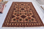 7x10 80% Silk Kazak Rug-Handcrafted Afghan Tribal Carpet, Luxurious Oriental Design, Living Room Rug, Boho Home Decor, Bedroom Rug 9.11x7 ft