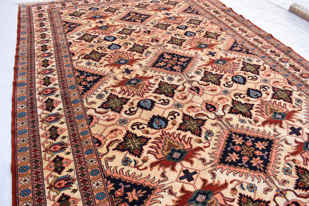 7x10 80% Silk Kazak Rug-Handcrafted Afghan Tribal Carpet, Luxurious Oriental Design, Living Room Rug, Boho Home Decor, Bedroom Rug 9.11x7 ft