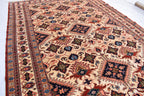 7x10 80% Silk Kazak Rug-Handcrafted Afghan Tribal Carpet, Luxurious Oriental Design, Living Room Rug, Boho Home Decor, Bedroom Rug 9.11x7 ft