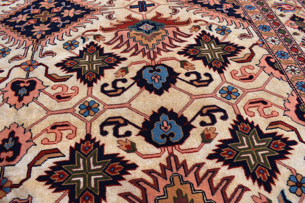 7x10 80% Silk Kazak Rug-Handcrafted Afghan Tribal Carpet, Luxurious Oriental Design, Living Room Rug, Boho Home Decor, Bedroom Rug 9.11x7 ft