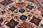 7x10 80% Silk Kazak Rug-Handcrafted Afghan Tribal Carpet, Luxurious Oriental Design, Living Room Rug, Boho Home Decor, Bedroom Rug 9.11x7 ft