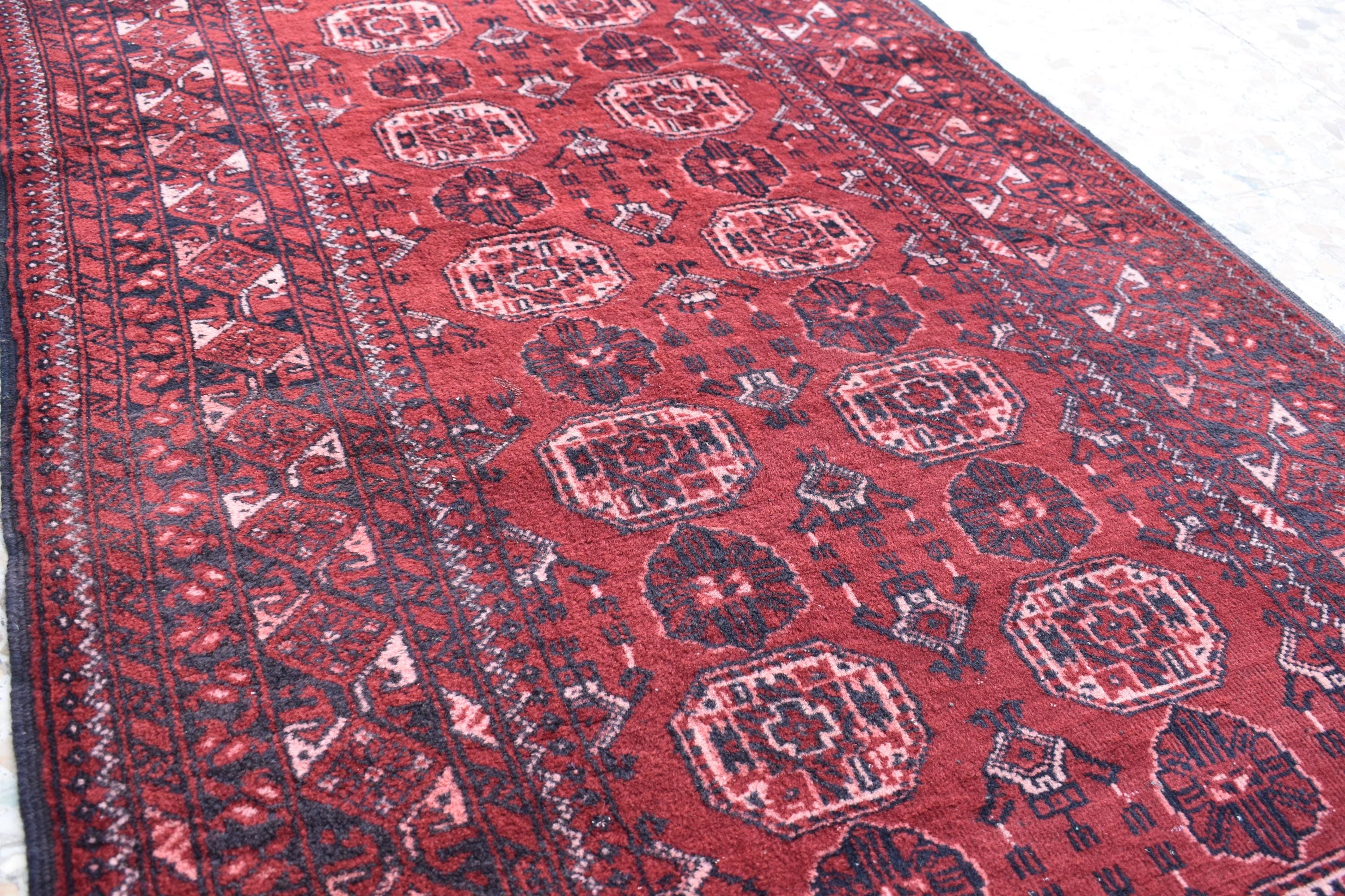1992 Antique Waziri Runner Rug 9.3 x 3 ft | Handwoven Wool Carpet | Traditional Tribal Waziri Design | Vintage Runner for Hallway