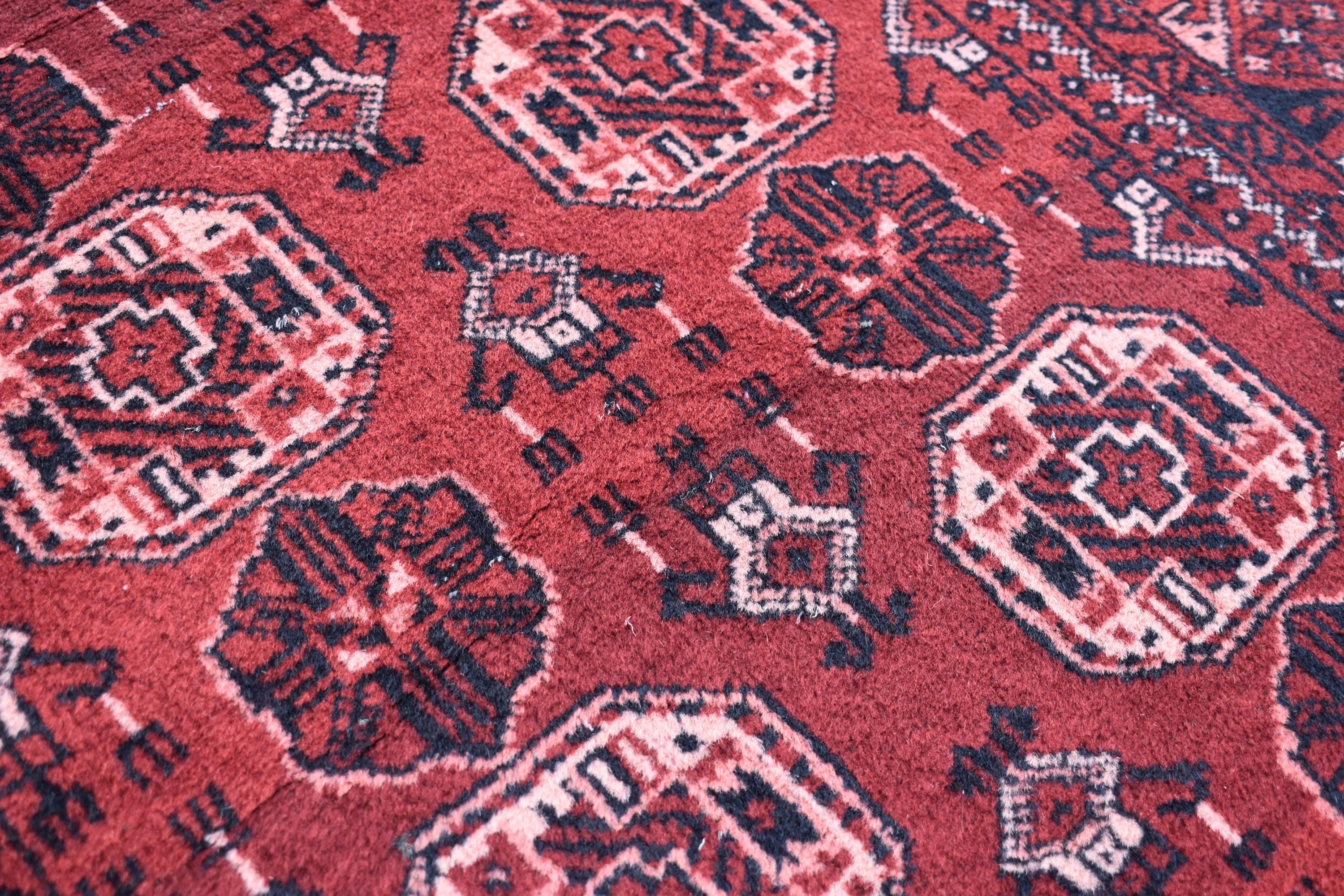 1992 Antique Waziri Runner Rug 9.3 x 3 ft | Handwoven Wool Carpet | Traditional Tribal Waziri Design | Vintage Runner for Hallway