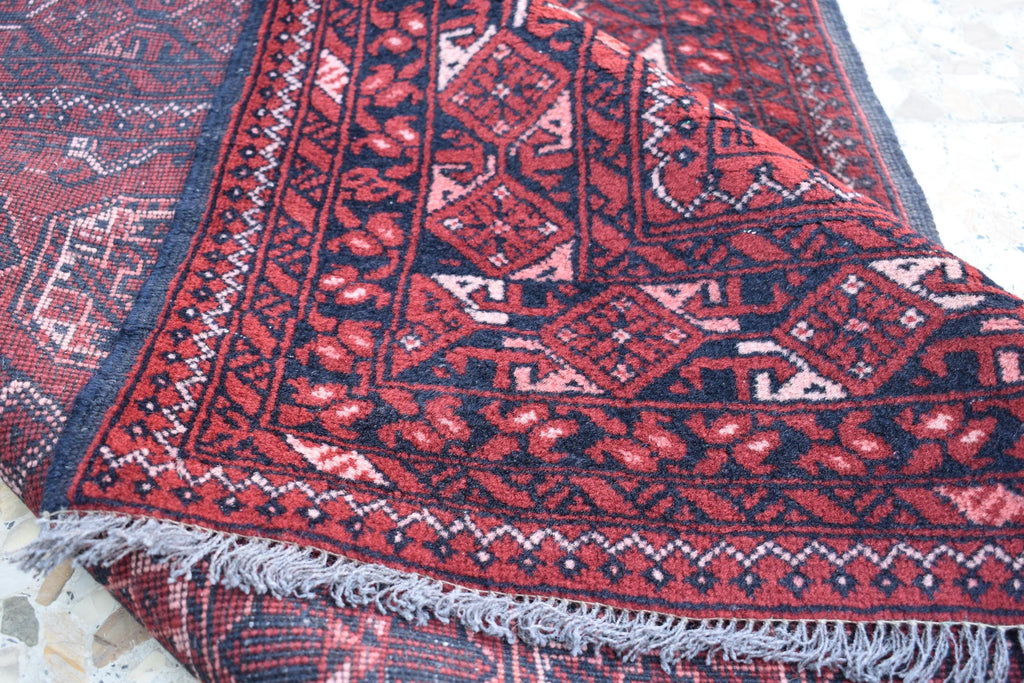 1992 Antique Waziri Runner Rug 9.3 x 3 ft | Handwoven Wool Carpet | Traditional Tribal Waziri Design | Vintage Runner for Hallway