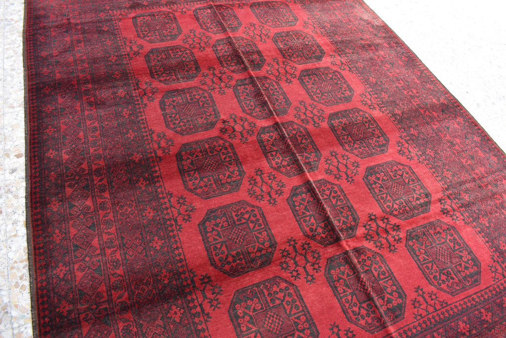 Vintage Wool Rug 9.5 x 6.8 ft | Antique Handwoven Carpet | Traditional Tribal Design | Vintage Area Rug for Living Room or Dining Room