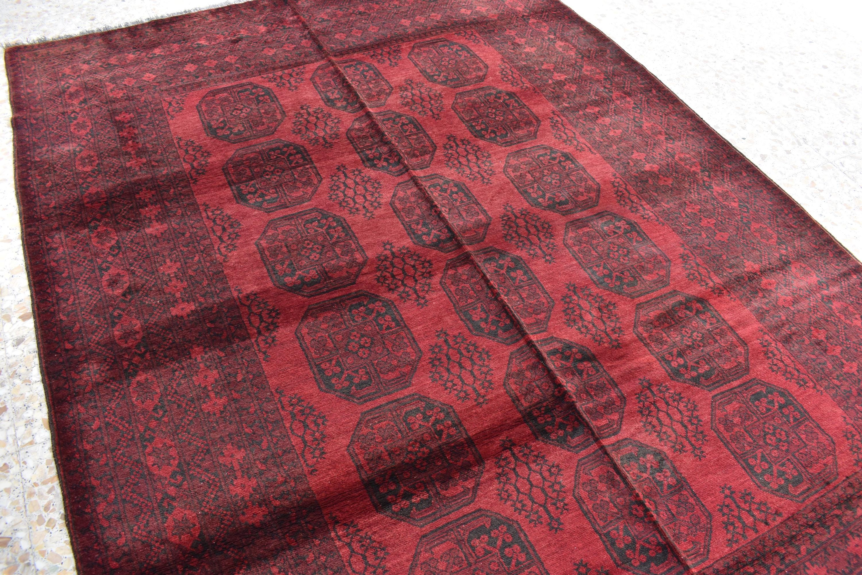 Vintage Afghan Elephant Rug 9.4 x 6.10 ft – Handmade Wool Carpet, Tribal Elephant Motif, Authentic Afghan Decor, Boho Area Rug, Farm House