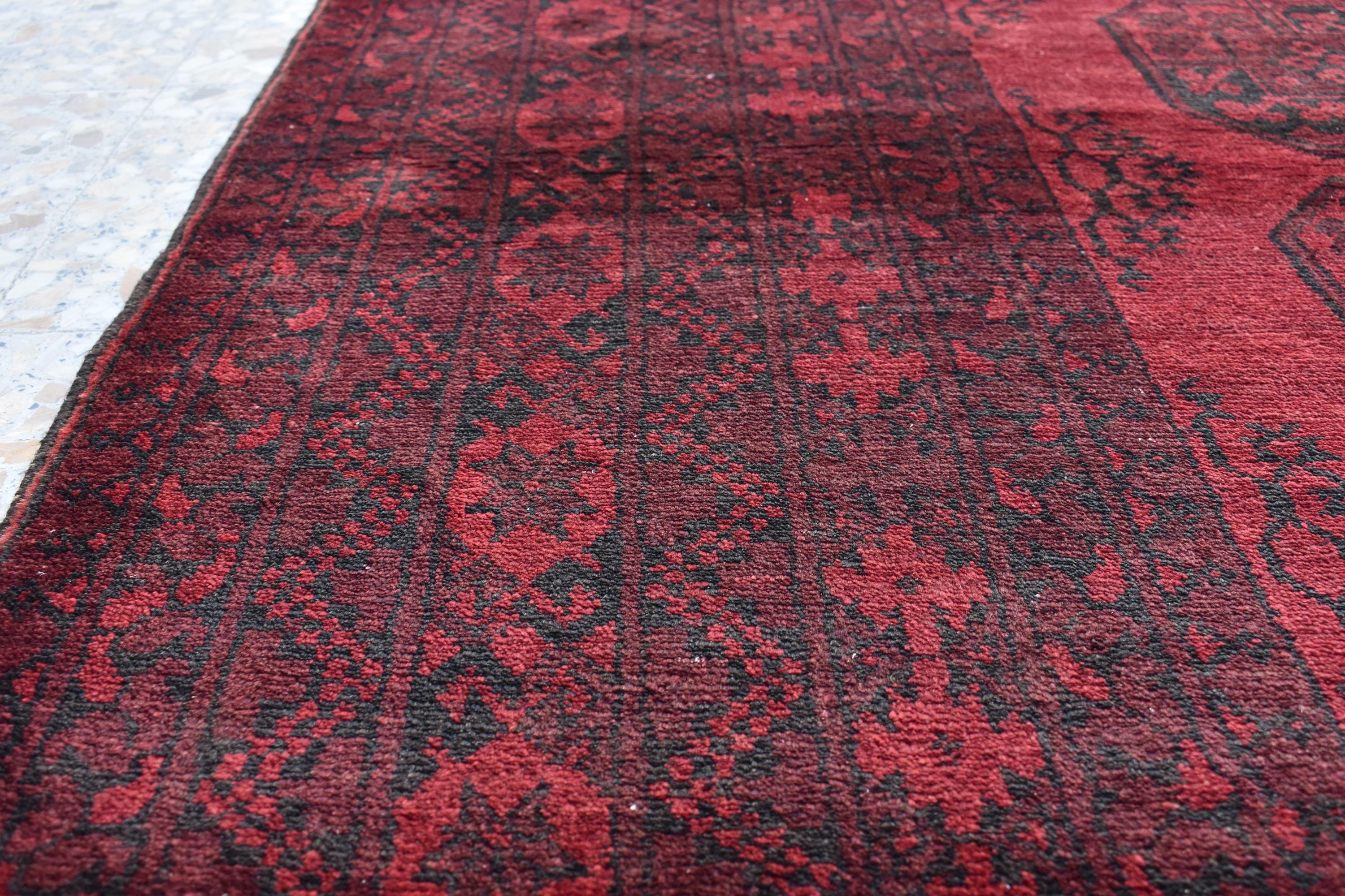 Vintage Afghan Elephant Rug 9.4 x 6.10 ft – Handmade Wool Carpet, Tribal Elephant Motif, Authentic Afghan Decor, Boho Area Rug, Farm House