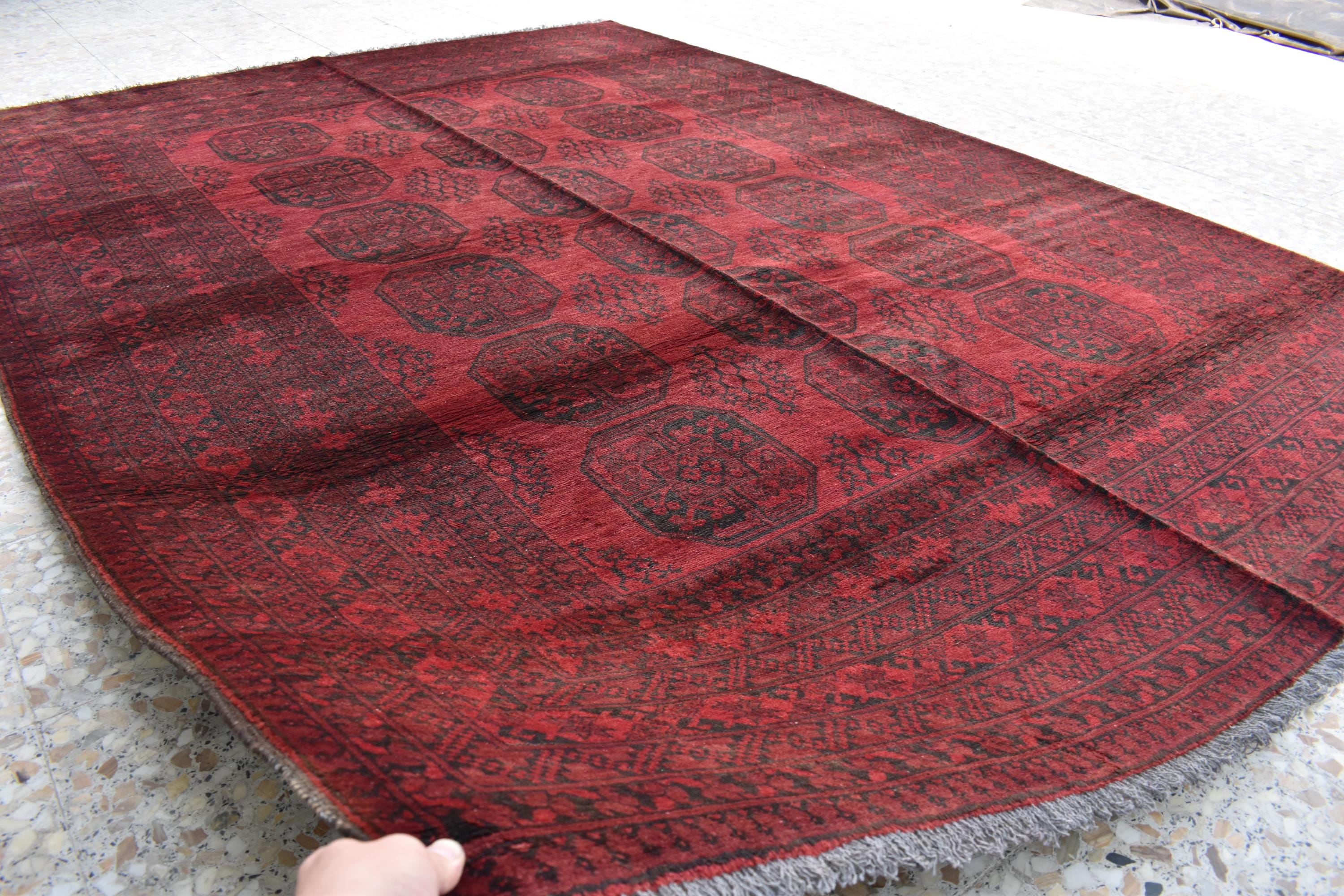 Vintage Afghan Elephant Rug 9.4 x 6.10 ft – Handmade Wool Carpet, Tribal Elephant Motif, Authentic Afghan Decor, Boho Area Rug, Farm House