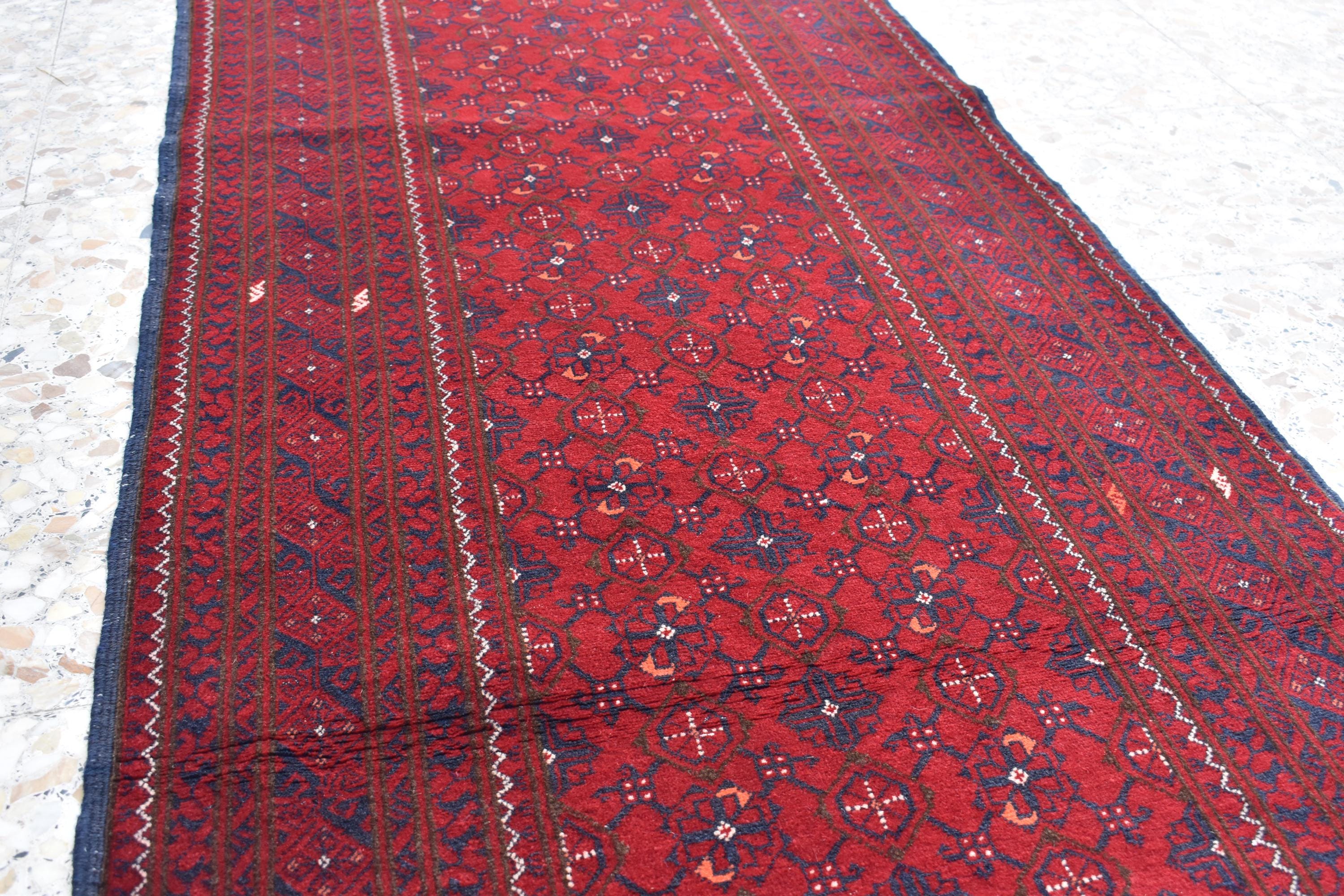 3x9ft Vintage Afghan Runner Rug – Handmade Wool Carpet, Rustic Hallway Runner, Unique Antique Afghan Decor, Boho Tribal Runner Rug