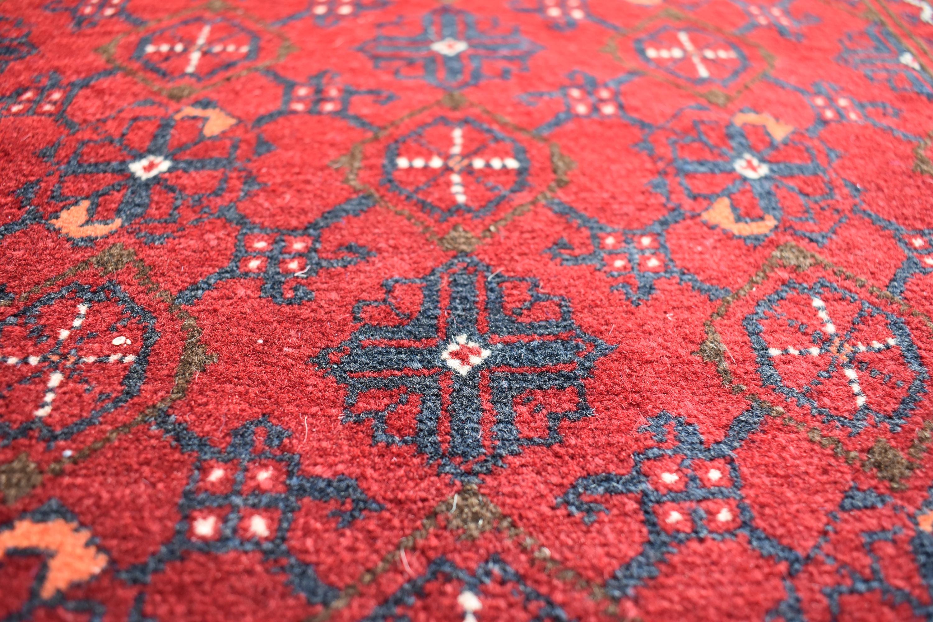 3x9ft Vintage Afghan Runner Rug – Handmade Wool Carpet, Rustic Hallway Runner, Unique Antique Afghan Decor, Boho Tribal Runner Rug