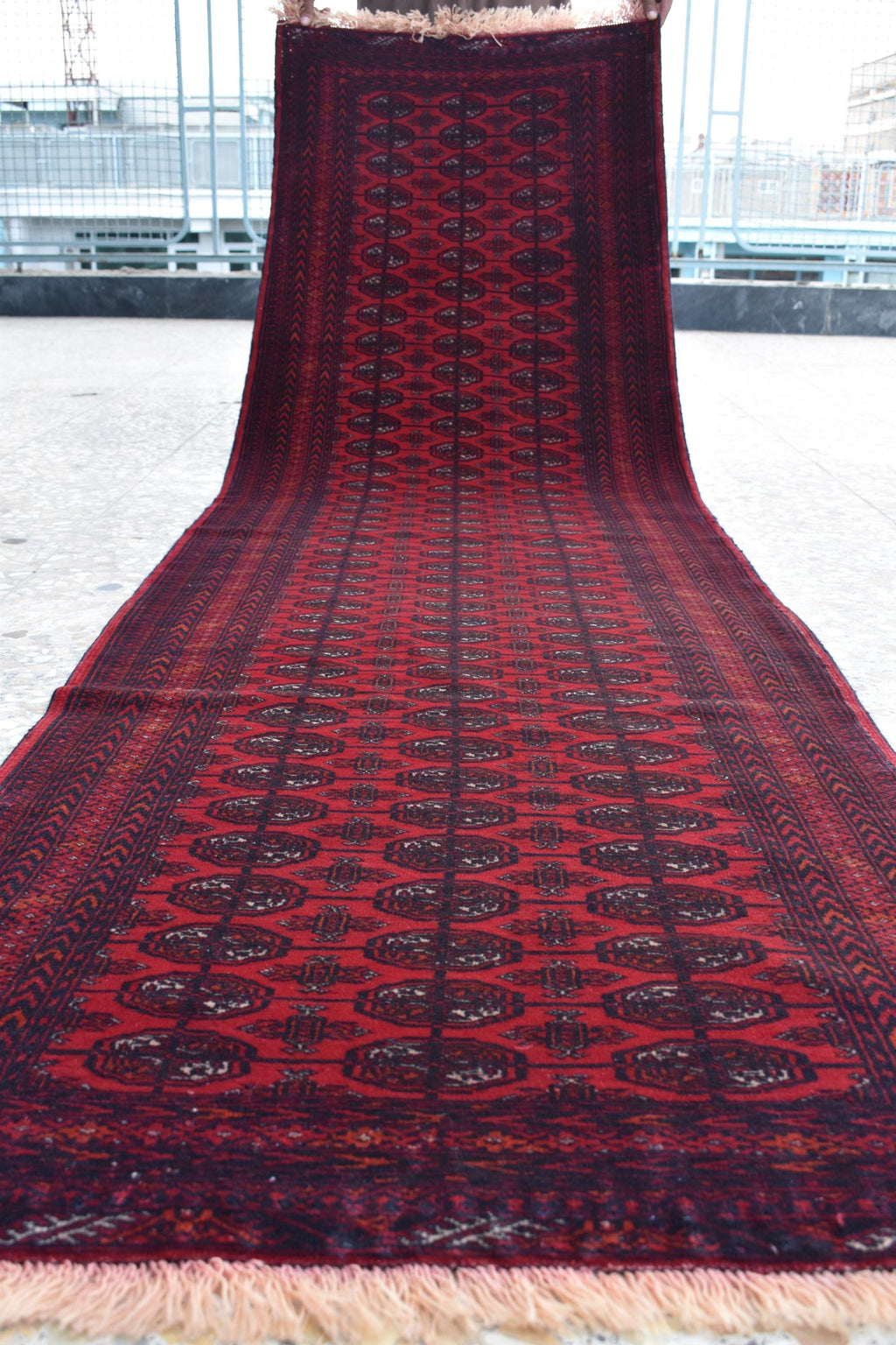 9.2 x 2.6 ft Vintage Afghan Runner Rug– Handmade Wool Carpet, Rustic Hallway Runner, Unique Antique Afghan Decor, Boho Tribal Runner Rug