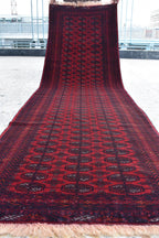 9.2 x 2.6 ft Vintage Afghan Runner Rug– Handmade Wool Carpet, Rustic Hallway Runner, Unique Antique Afghan Decor, Boho Tribal Runner Rug