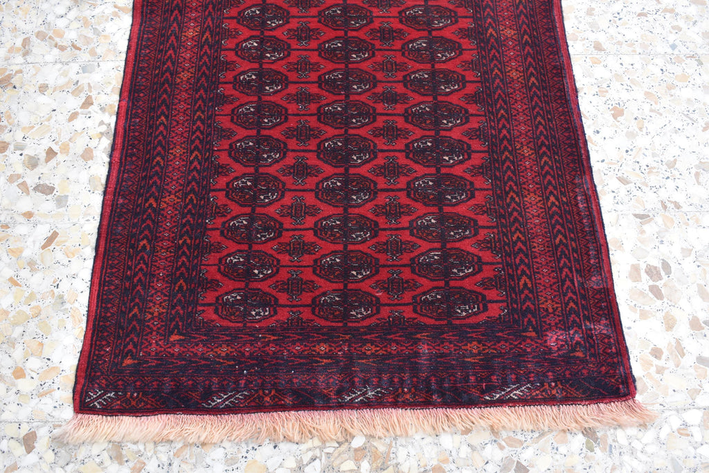 9.2 x 2.6 ft Vintage Afghan Runner Rug– Handmade Wool Carpet, Rustic Hallway Runner, Unique Antique Afghan Decor, Boho Tribal Runner Rug