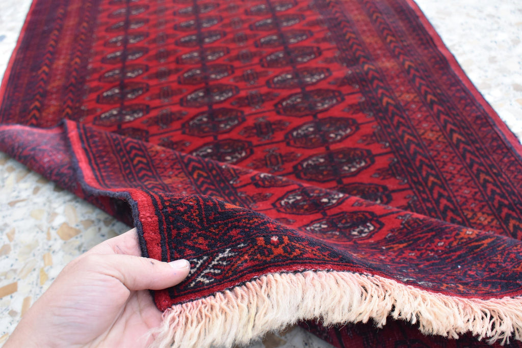 9.2 x 2.6 ft Vintage Afghan Runner Rug– Handmade Wool Carpet, Rustic Hallway Runner, Unique Antique Afghan Decor, Boho Tribal Runner Rug