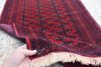 9.2 x 2.6 ft Vintage Afghan Runner Rug– Handmade Wool Carpet, Rustic Hallway Runner, Unique Antique Afghan Decor, Boho Tribal Runner Rug