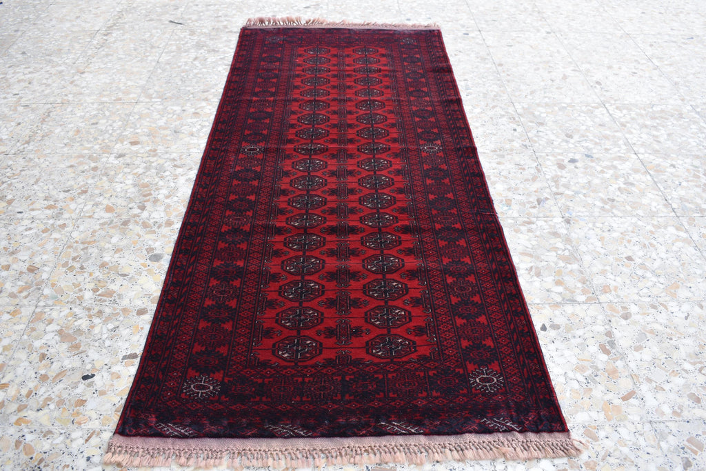 6.1 x 2.7 ft Vintage Afghan Runner Rug–Handmade Wool Carpet, Rustic Hallway Runner, Unique Antique Afghan Decor, Boho Tribal Runner Rug