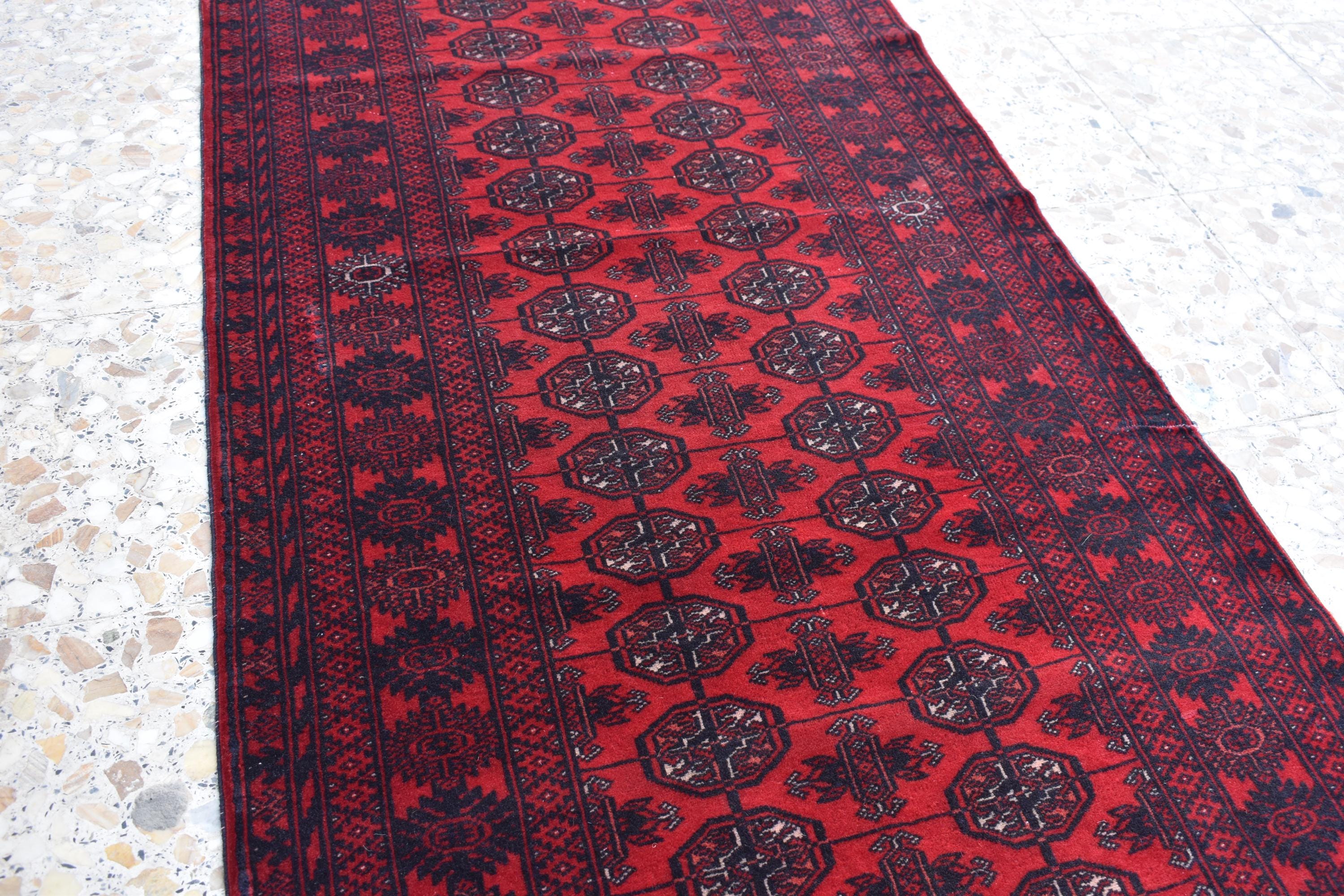 6.1 x 2.7 ft Vintage Afghan Runner Rug–Handmade Wool Carpet, Rustic Hallway Runner, Unique Antique Afghan Decor, Boho Tribal Runner Rug