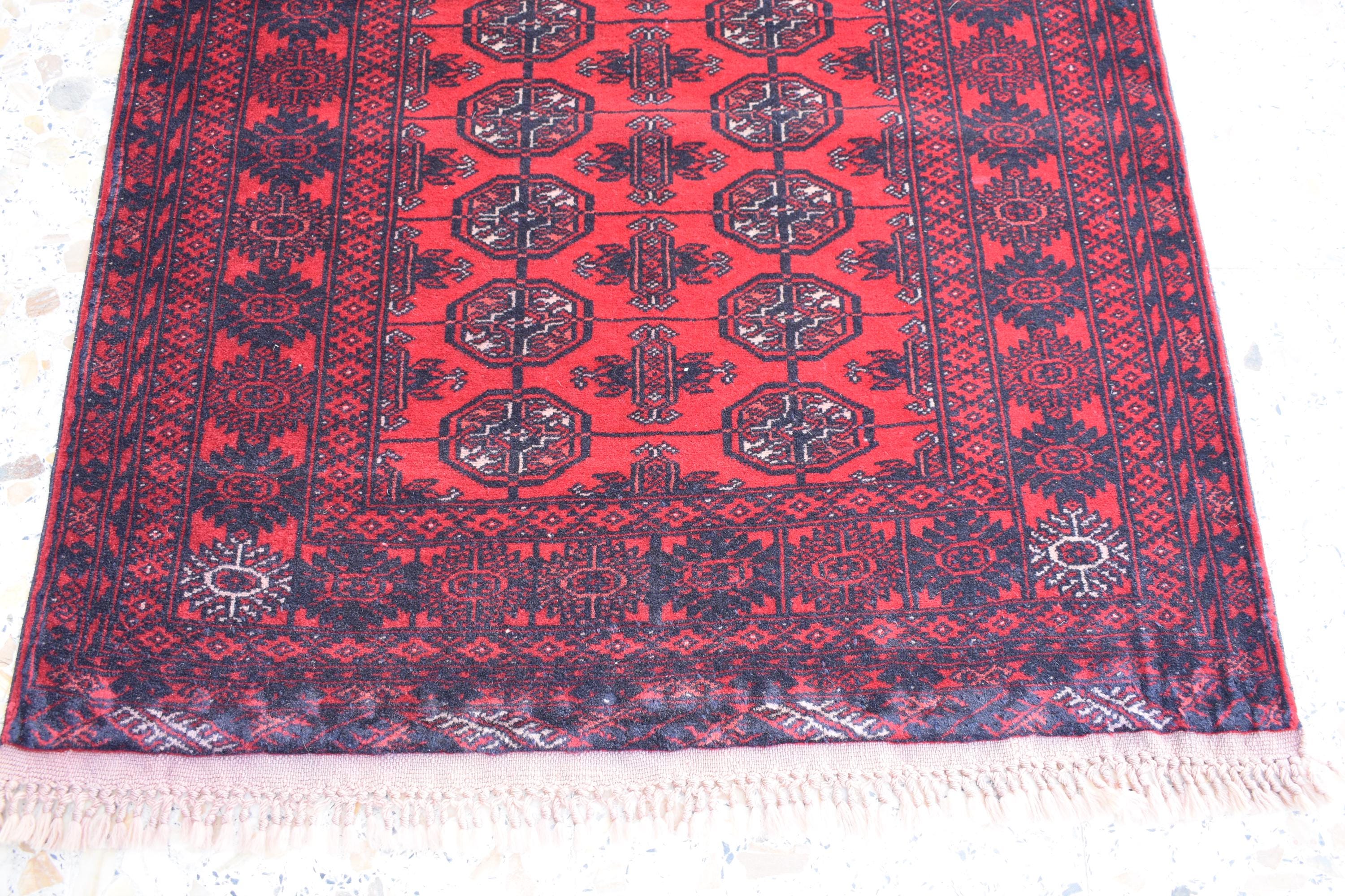 6.1 x 2.7 ft Vintage Afghan Runner Rug–Handmade Wool Carpet, Rustic Hallway Runner, Unique Antique Afghan Decor, Boho Tribal Runner Rug
