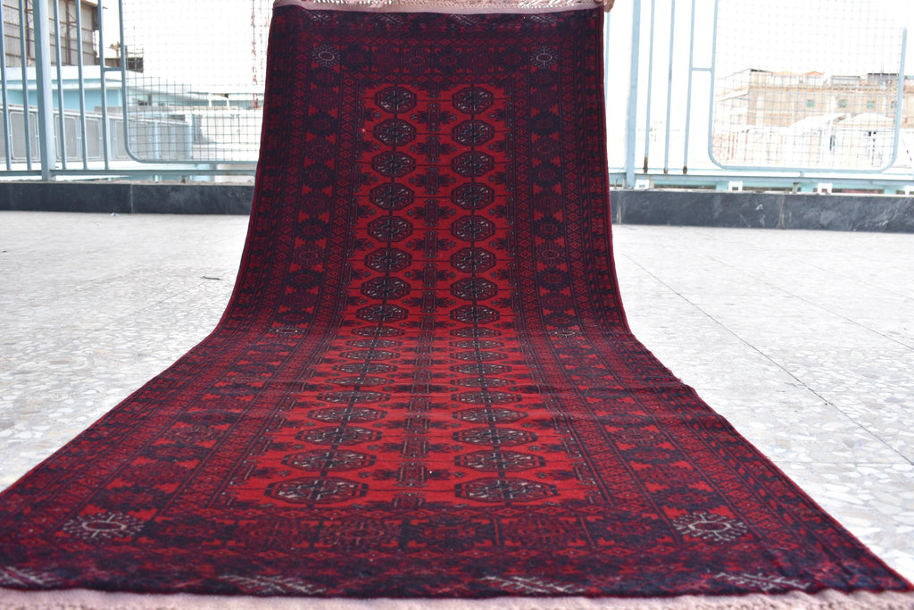 6.1 x 2.7 ft Vintage Afghan Runner Rug–Handmade Wool Carpet, Rustic Hallway Runner, Unique Antique Afghan Decor, Boho Tribal Runner Rug
