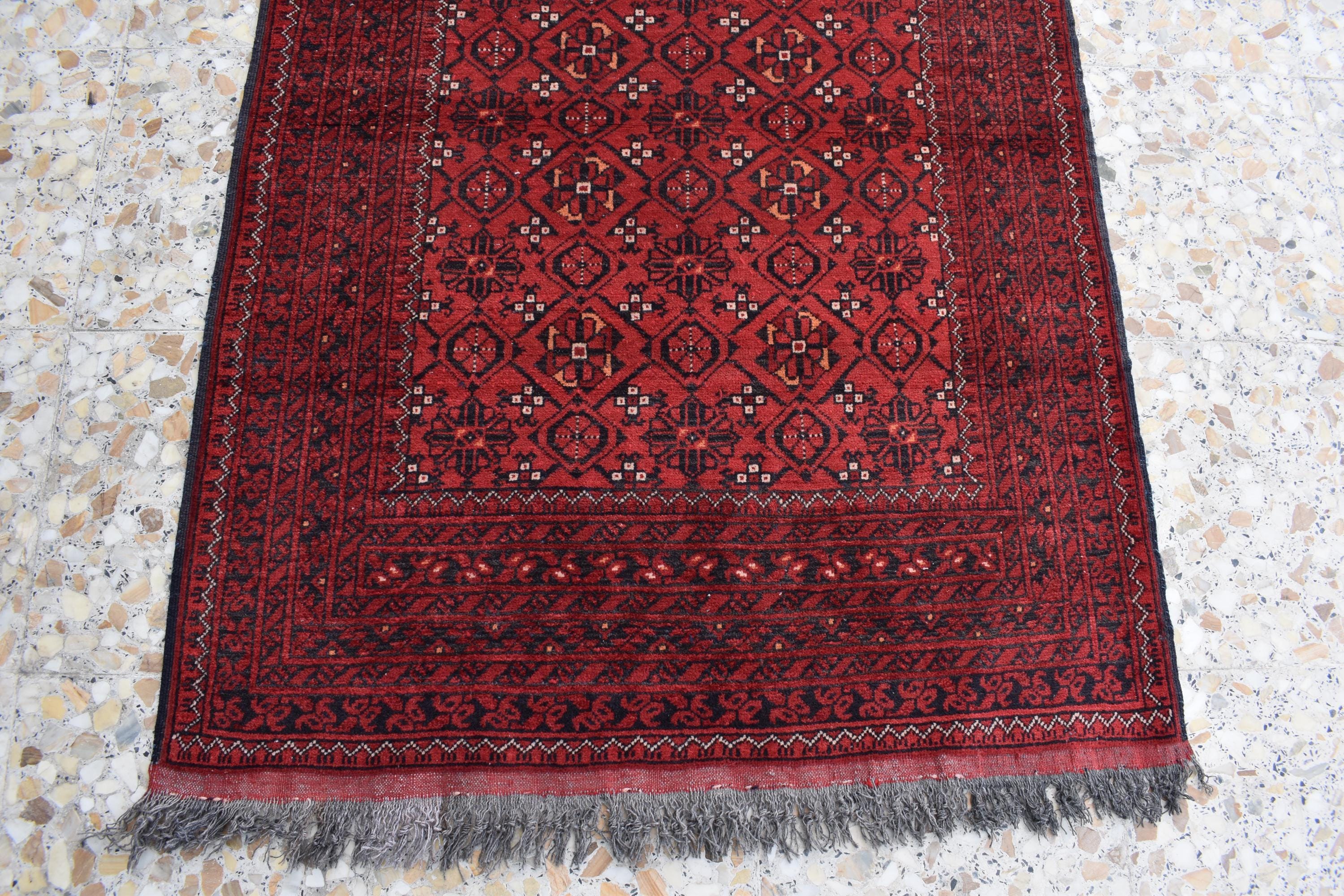 9.4 x 2.9 ft Vintage Afghan Runner Rug– Handmade Wool Carpet, Rustic Hallway Runner, Unique Antique Afghan Decor, Boho Tribal Runner Rug