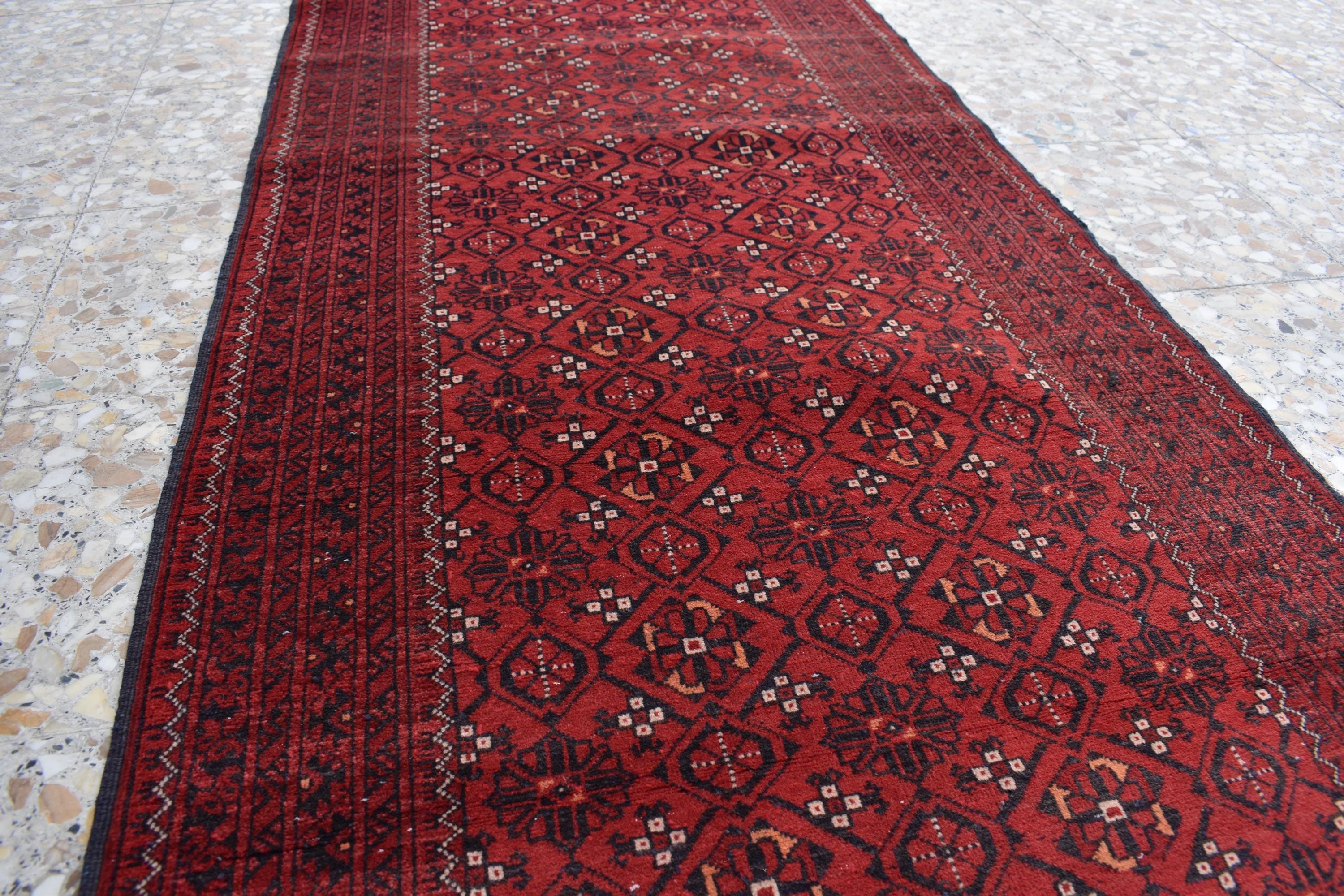 9.4 x 2.9 ft Vintage Afghan Runner Rug– Handmade Wool Carpet, Rustic Hallway Runner, Unique Antique Afghan Decor, Boho Tribal Runner Rug