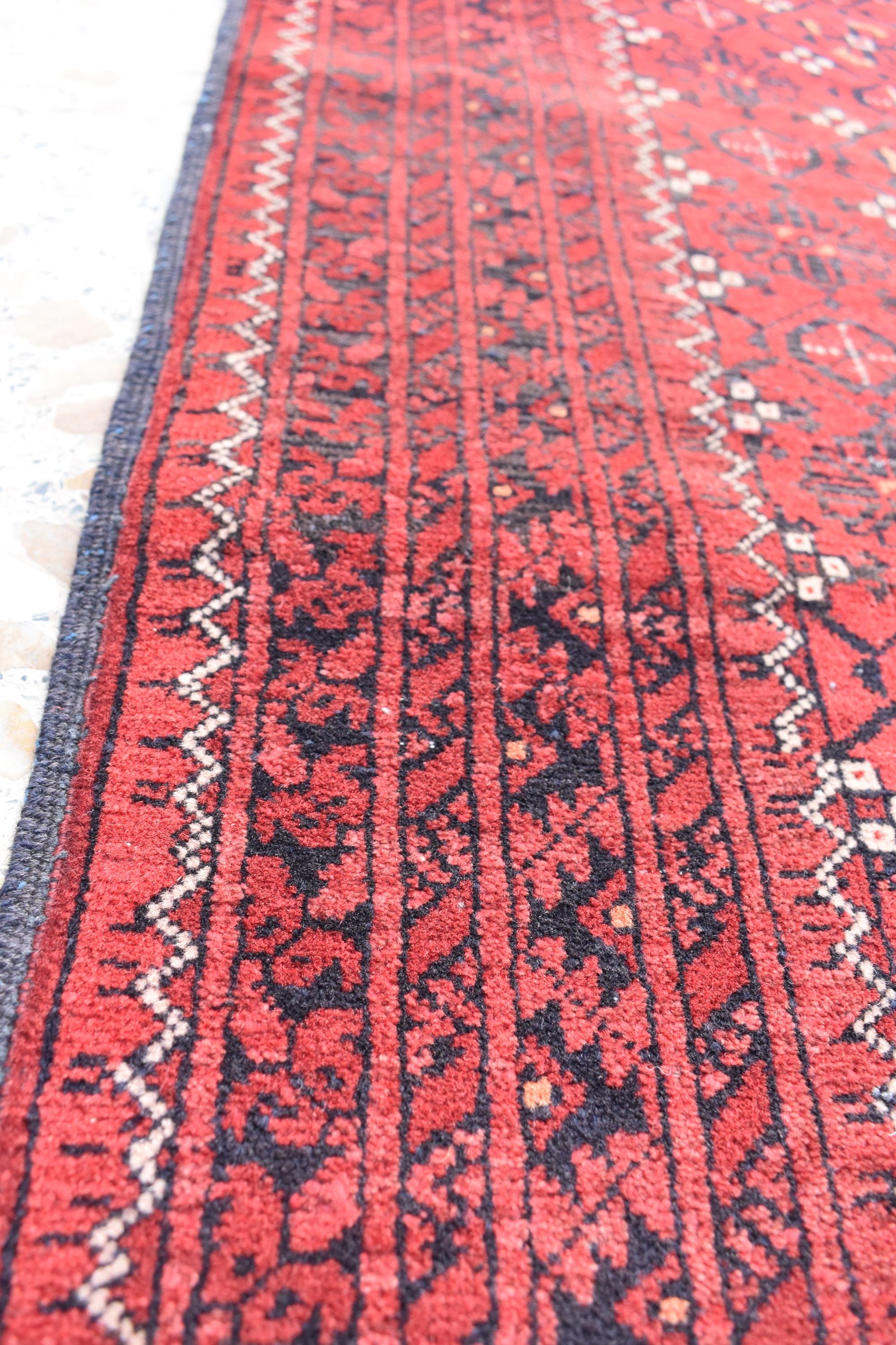 9.4 x 2.9 ft Vintage Afghan Runner Rug– Handmade Wool Carpet, Rustic Hallway Runner, Unique Antique Afghan Decor, Boho Tribal Runner Rug