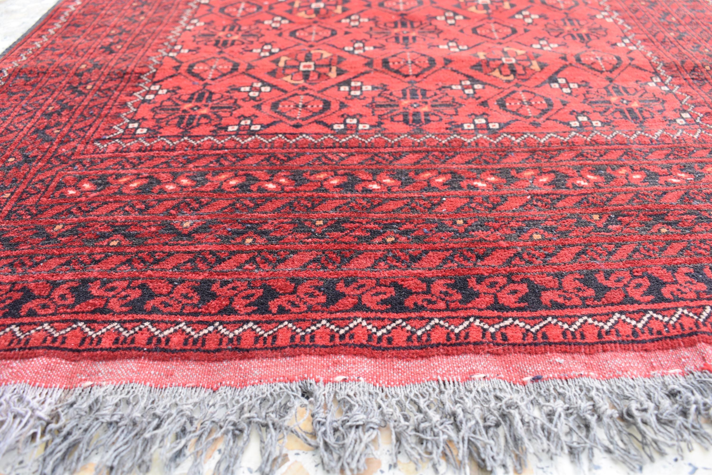 9.4 x 2.9 ft Vintage Afghan Runner Rug– Handmade Wool Carpet, Rustic Hallway Runner, Unique Antique Afghan Decor, Boho Tribal Runner Rug