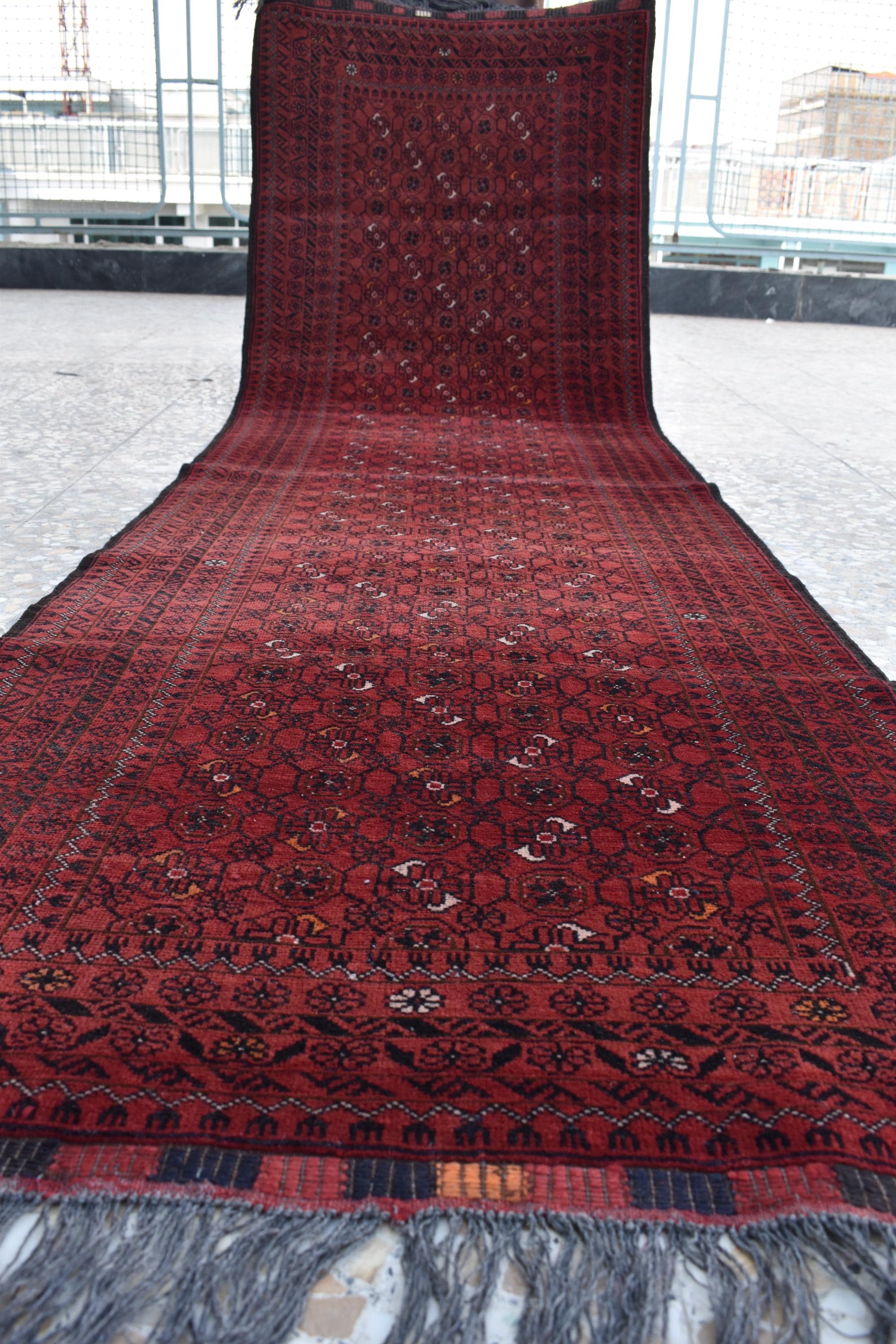 Vintage Afghan Runner Rug 9.5 x 2.8 ft – Handmade Wool Carpet, Rustic Hallway Runner, Unique Antique Afghan Decor, Boho Tribal Runner Rug