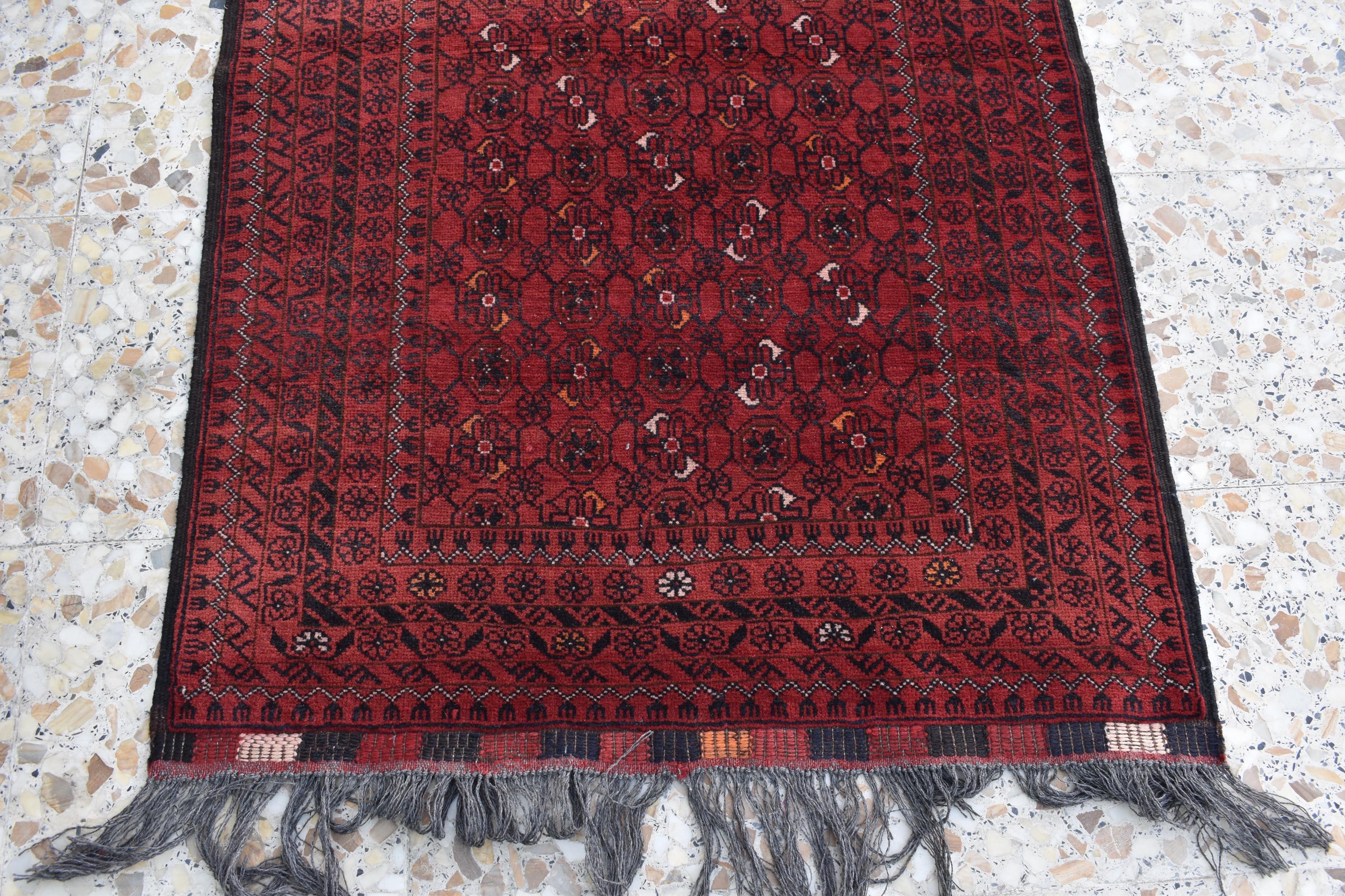 Vintage Afghan Runner Rug 9.5 x 2.8 ft – Handmade Wool Carpet, Rustic Hallway Runner, Unique Antique Afghan Decor, Boho Tribal Runner Rug