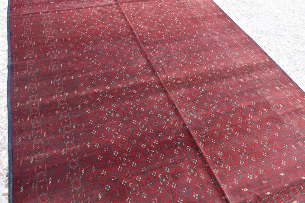 Vintage Antique Afghan Handmade Rug – 9.11 x 6.7 ft | Unique Tribal Design | Authentic Wool Carpet | One-of-a-Kind Oriental Afghan Rug