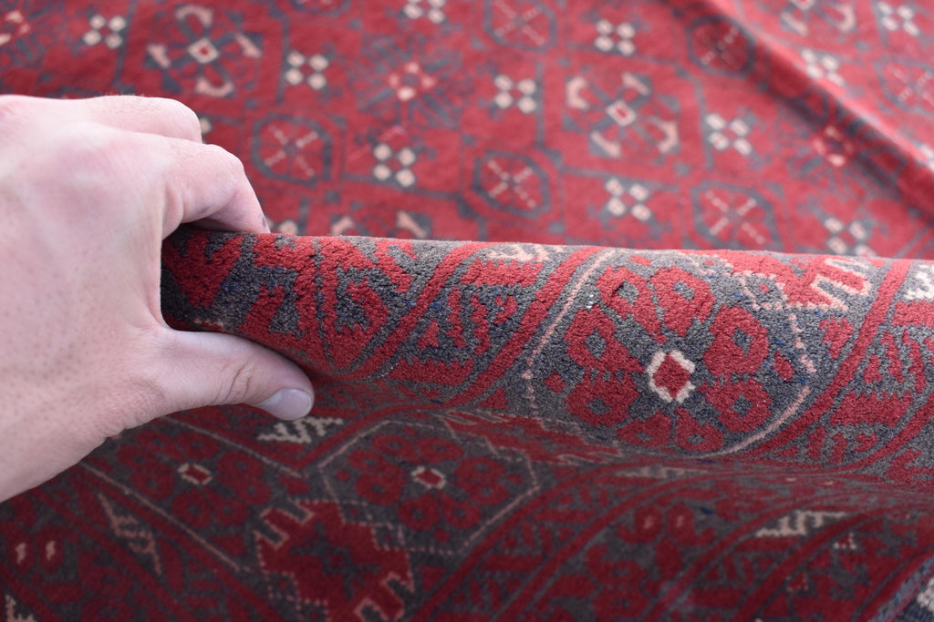 Vintage Antique Afghan Handmade Rug – 9.11 x 6.7 ft | Unique Tribal Design | Authentic Wool Carpet | One-of-a-Kind Oriental Afghan Rug