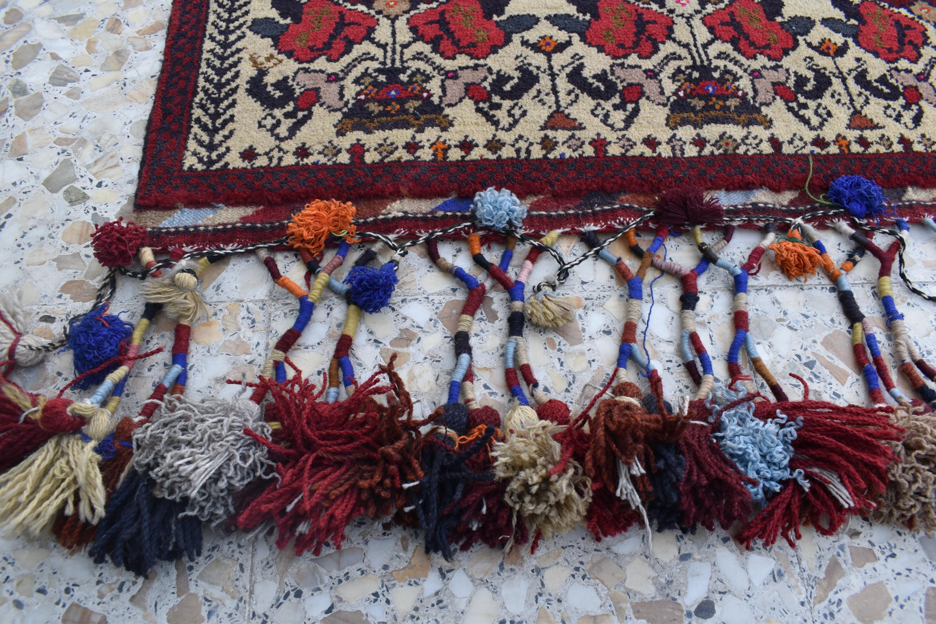 Handmade Wall Hanging Cushions – 2.9 x 1.3 ft | Afghan Tribal Decor | Unique Boho Wall Art | Vintage Textile Cushion Cover