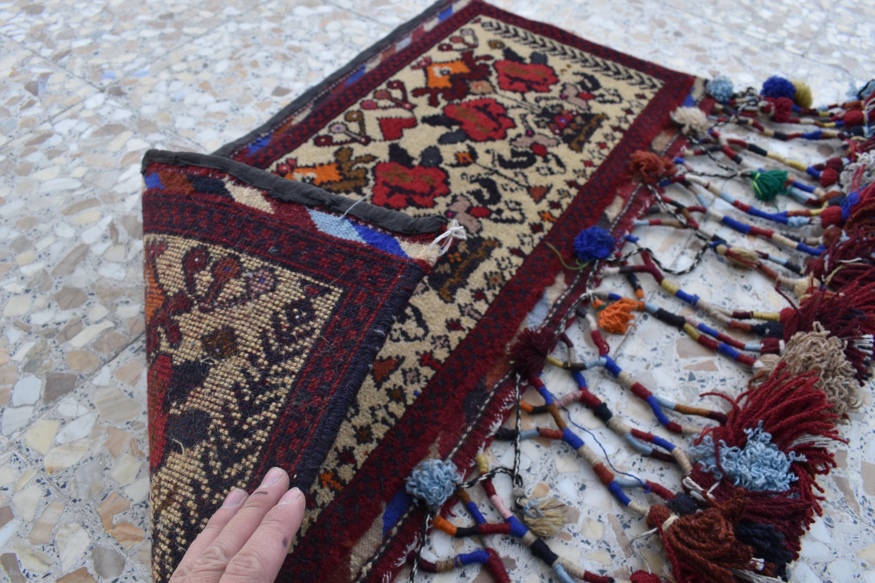 Handmade Wall Hanging Cushions – 2.9 x 1.3 ft | Afghan Tribal Decor | Unique Boho Wall Art | Vintage Textile Cushion Cover