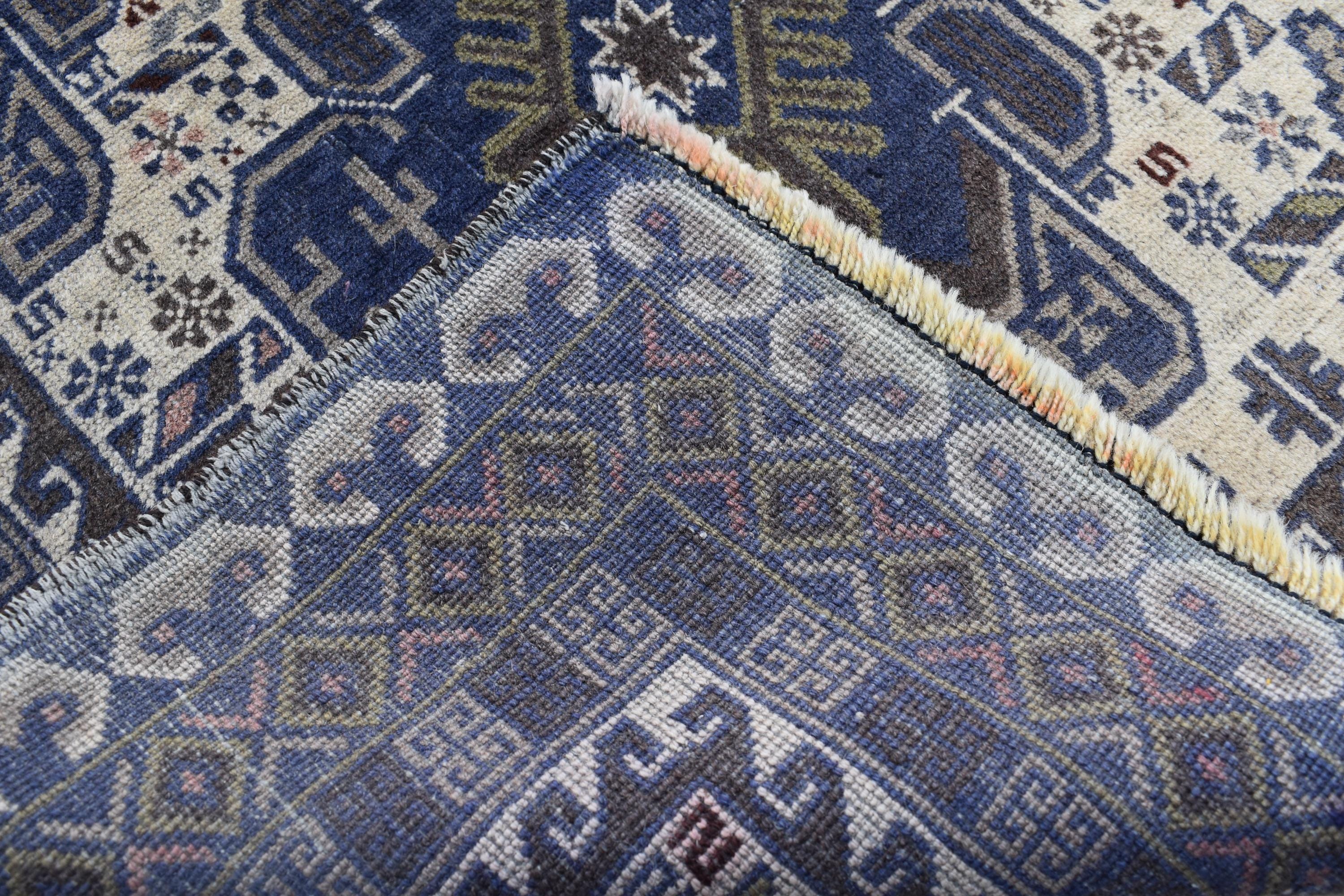 Vintage Baluchi Rug – 4.4 x 2.9 ft | Handmade Afghan Rug | Authentic Tribal Wool Carpet | Small Oriental Rug | Boho Decor, Hallway rug