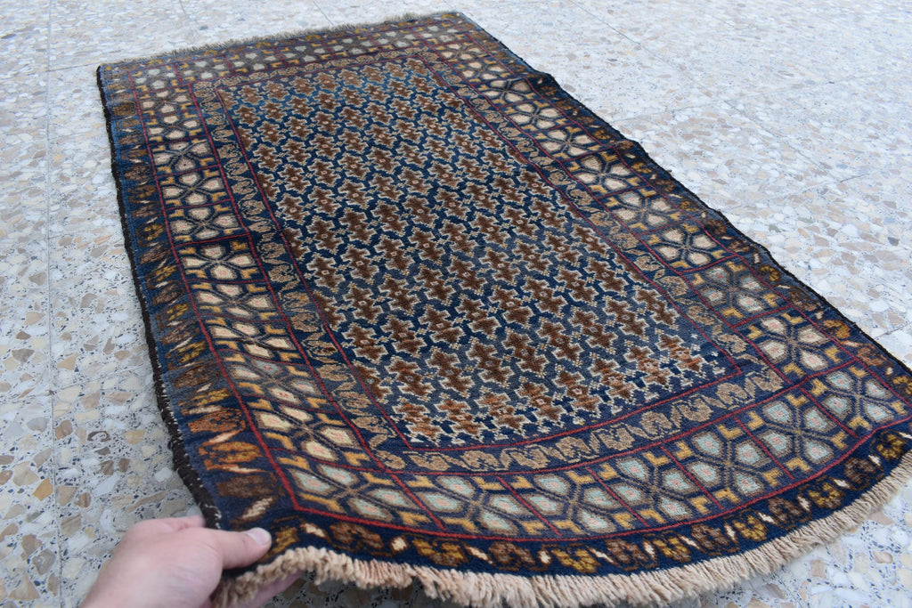 Vintage Antique Afghan Handmade Rug – 4.5 x 2.9 ft | Unique Tribal Design | Authentic Wool Carpet | One-of-a-Kind Oriental Afghan Rug